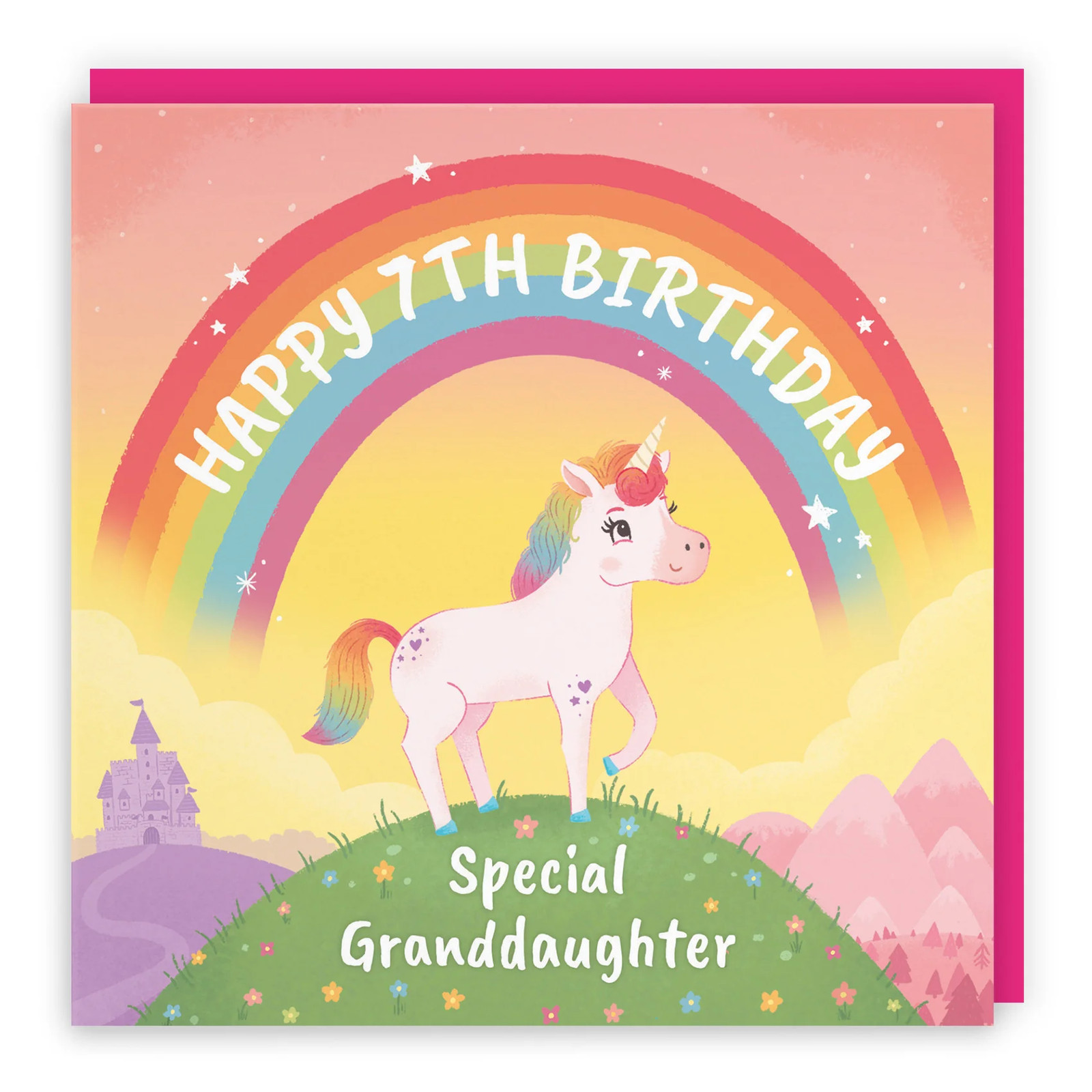 7th Granddaughter Unicorn Birthday Card Imagination