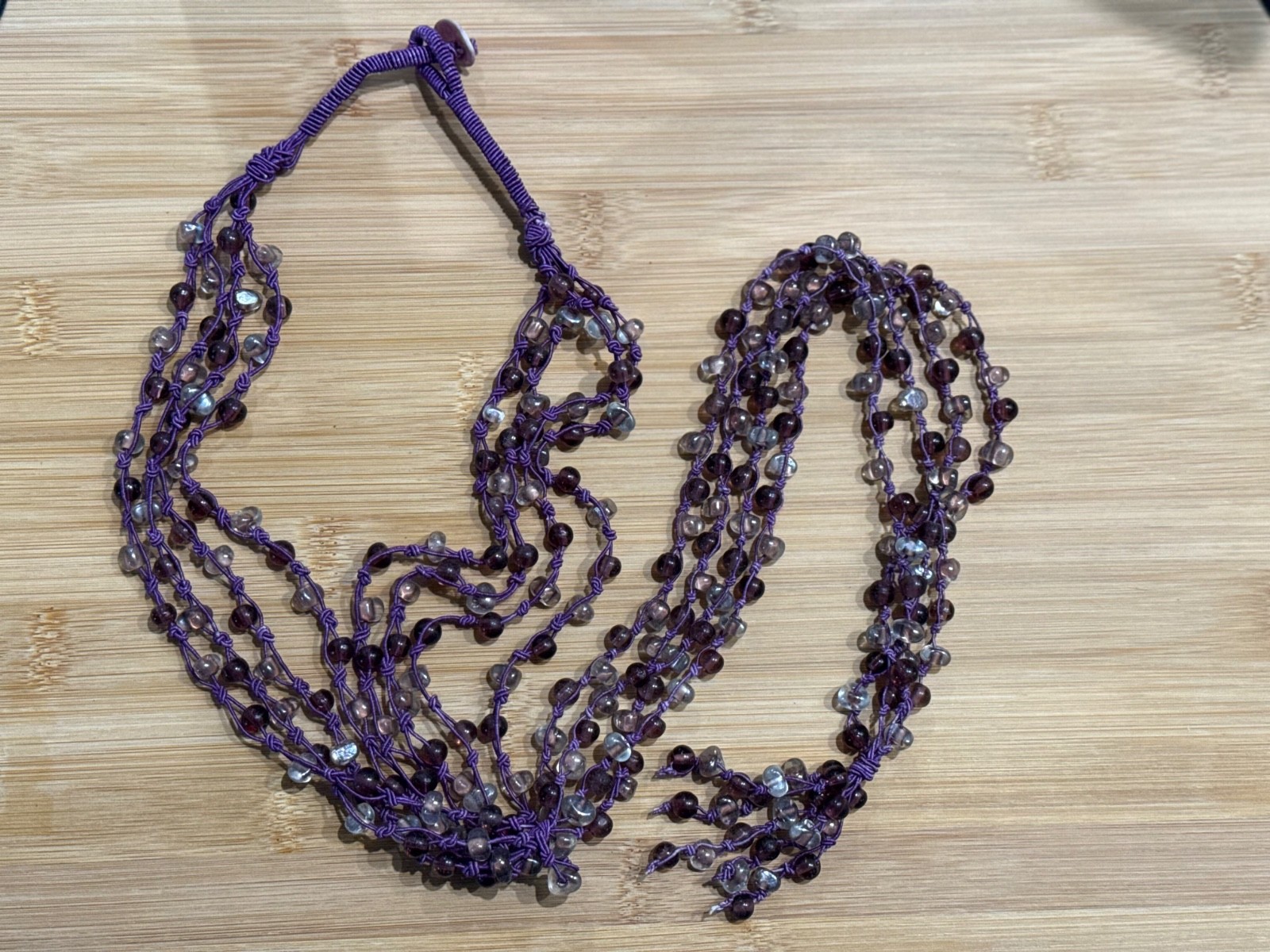 purple amethyst multi-string long beaded necklace - image 3