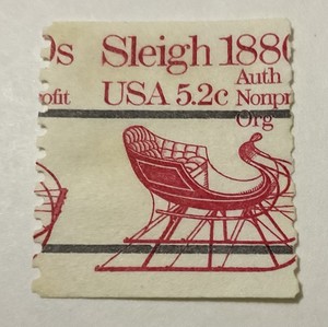 US ERROR Stamps #1900 ,misperf, 1880 Sleigh,used, Precancel