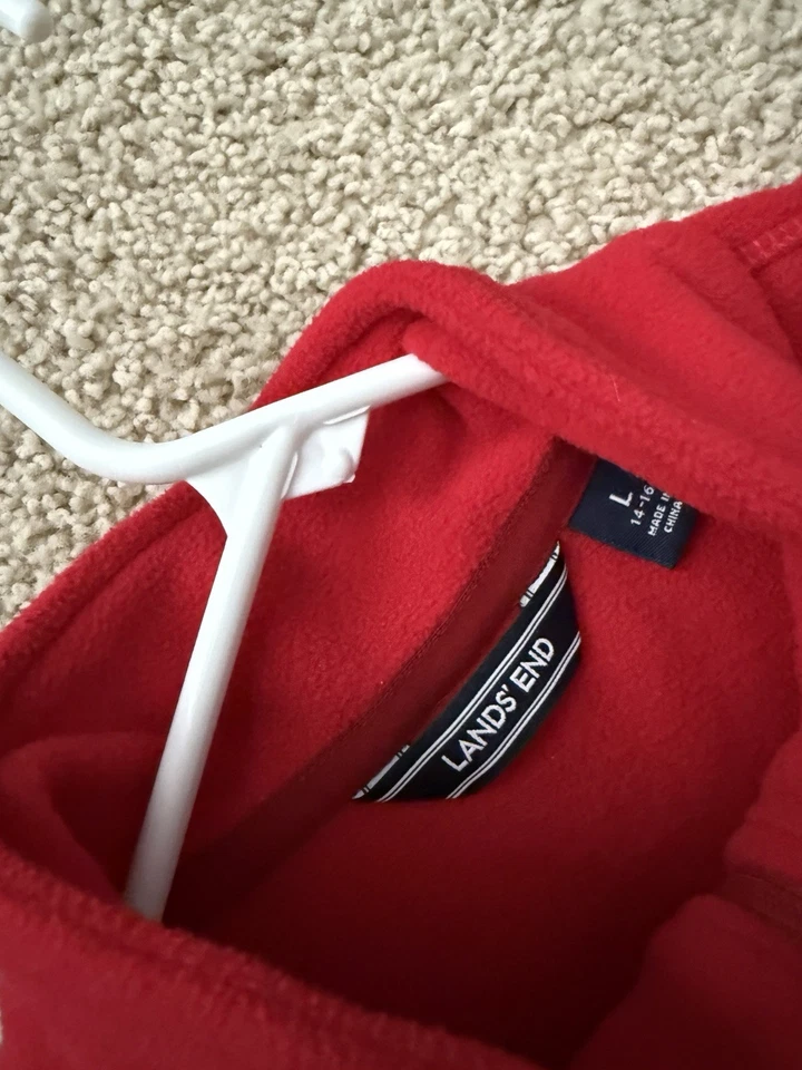 Lot of Lands End Quarter Zip Fleece Pullover Long Sleeve Women's L Green Red Blu - Image 4 of 4