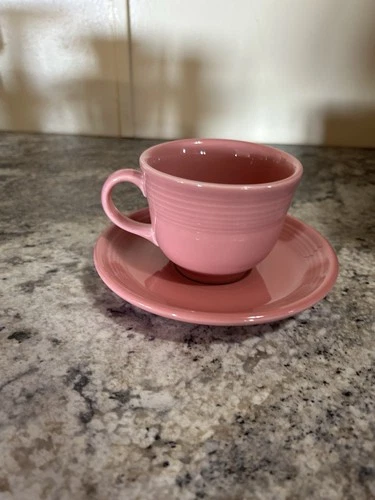 Fiestaware Rose Coffee/Teacup and Saucer Fiesta Retired Pink Tea Cup Set