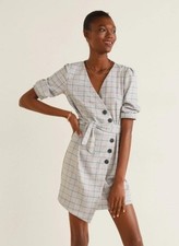 Mango Gray Women's Checkered Short Dress Size M