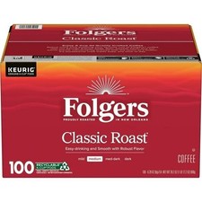 Folgers Classic Medium Roast K-Cup Coffee Pods, Smooth Rich Everyday Coffee.