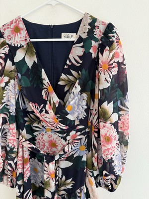 Eliza J Floral Print Tiered Long Sleeve Ruffle High Low Maxi Dress 6 | eBay