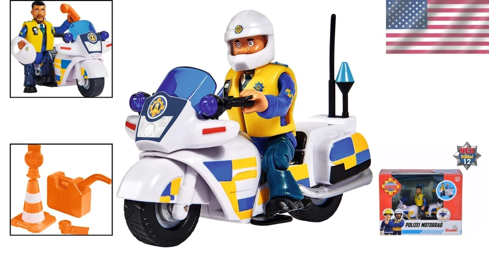 Motocicleta de policía de bombero Sam con figura de Malcolm juguete para niños 3+ años Foto 2 de 4
