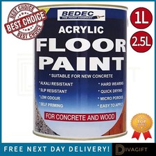 BEDEC BATTLESHIP GREY ACRYLIC FLOOR PAINT FOR CONCRETE WOOD 1L 2.5L FAST DRYING