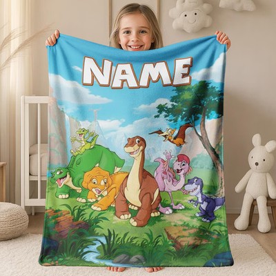 Personalized The Land Before Time Fleece Blanket, Funny Dinosaurs Blanket