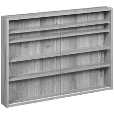 5-Tier Display Cabinet Glass Cabinet with 4 Adjustable Shelves, Gray