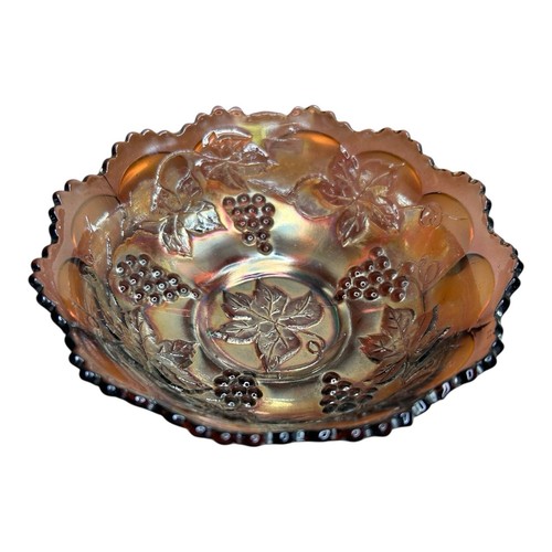 Vintage Fenton CARNIVAL Amethyst Bowl Glass Grape Vine Pattern Candy Dish 6" - Picture 5 of 9