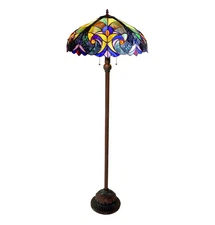 Floor Lamp Tiffany Style Stained Glass with Victorian Design Shade
