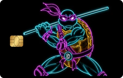 Teenage Mutant Ninja Turtles Neon Credit Debit Card Skin Sticker Donatello - Image 1 of 2