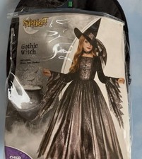 Girls Witch Costume Size Medium Spirit Halloween- Hat and Dress 7-10Y