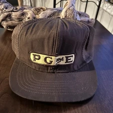 Vintage PG&E Trucker Hat SnapBack Pacific Gas Electric Company Brown 