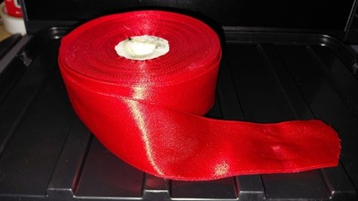 Knallrotes Band 40 mm x 3 m Qualität weicher Satin/Ripsband stark & bunt