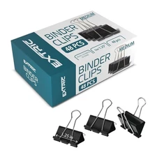 Binder Clips - 48 Medium Binder Clips, 1.25 Inch Black Paper Clamps, File Cli...