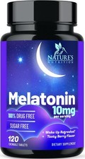 Melatonin Sleep Supplement 10mg - Maximum Strength 100 Drug Free, Non-Habit For