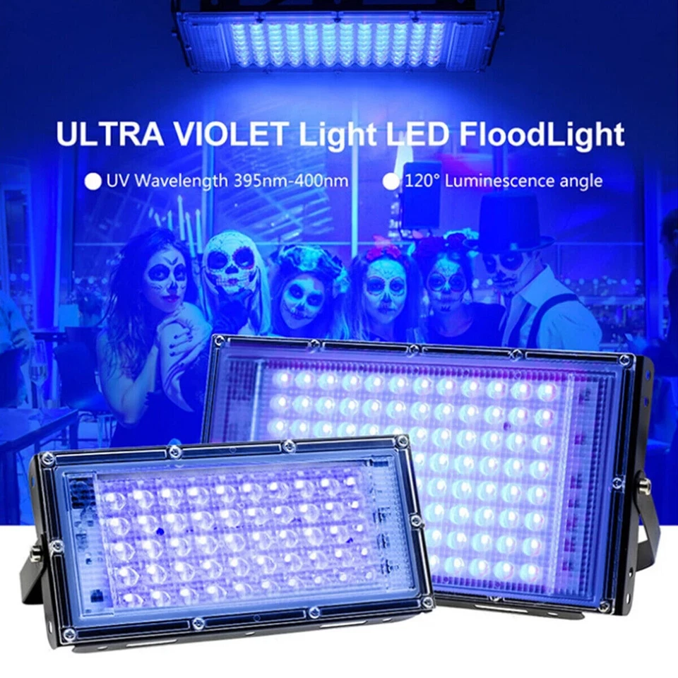 50/100W LED UV Stage Blacklight Ultraviolet Flood Effect Light for Disco Party - Image 2 of 4