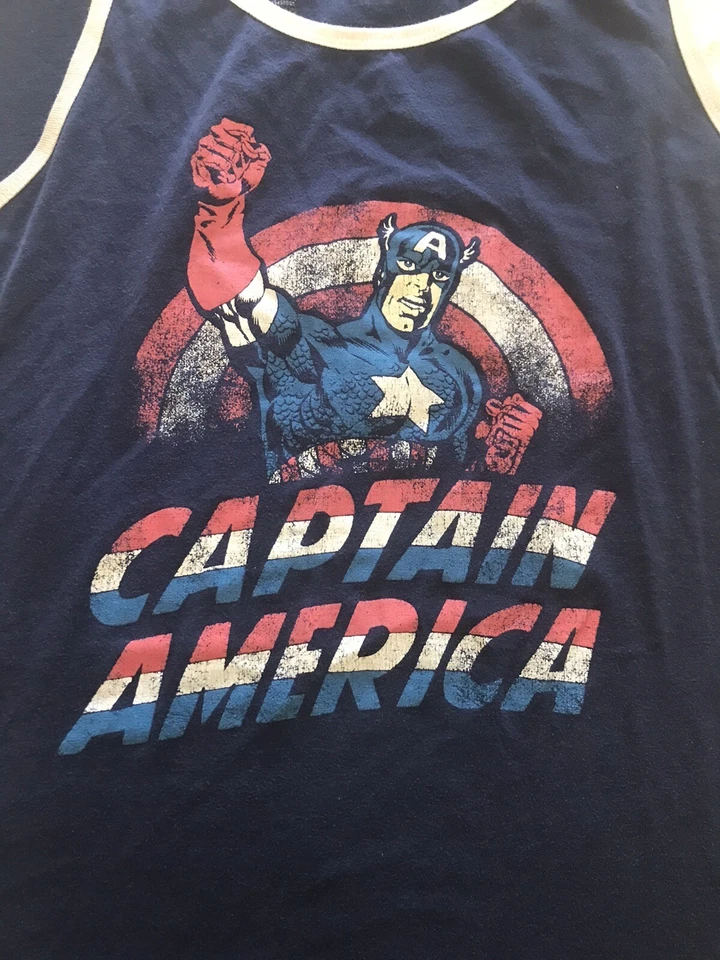 Camiseta sin mangas Marvel Comics Capitán América escudo azul para hombre grande ligera Foto 2 de 4