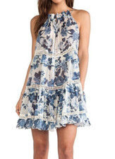 Zimmermann Hydra Cupcake Dress Size 0 XS fits 8 10 12 silk blue floral cotton