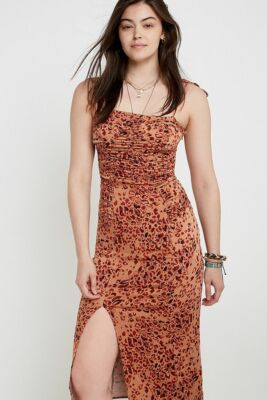 Free People Show Stopper Midi Dress Women's Size XL Leopard Combo Stretch  NWT | eBay