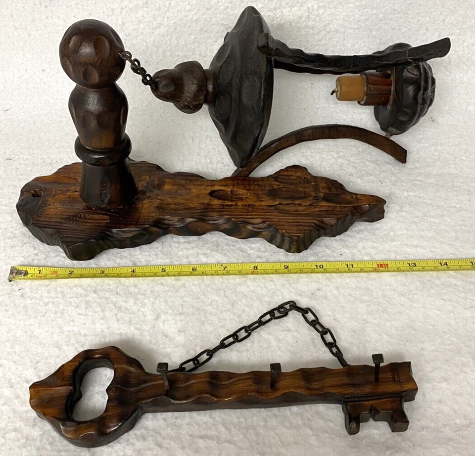 CANDELABRO COLGANTE ESPAÑOL VINTAGE Y GANCHO PARA LLAVES, APLIQUE, ESPAÑA, LINTERNA, REGALO, ¡ORGANIZADOR! Foto 3 de 4