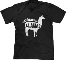 Llama Funny Humourous Ironic Spanish Whats Up Text Slogan Party Puns Mens Tee