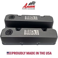 351 Cleveland Ford Mach 1 Black Finned Valve Covers - Engraved Logo