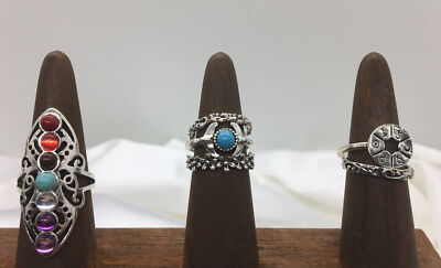 6 Pc Vintage Antique Silver Finger Knuckle Joint Midi Boho Ring Set New 910