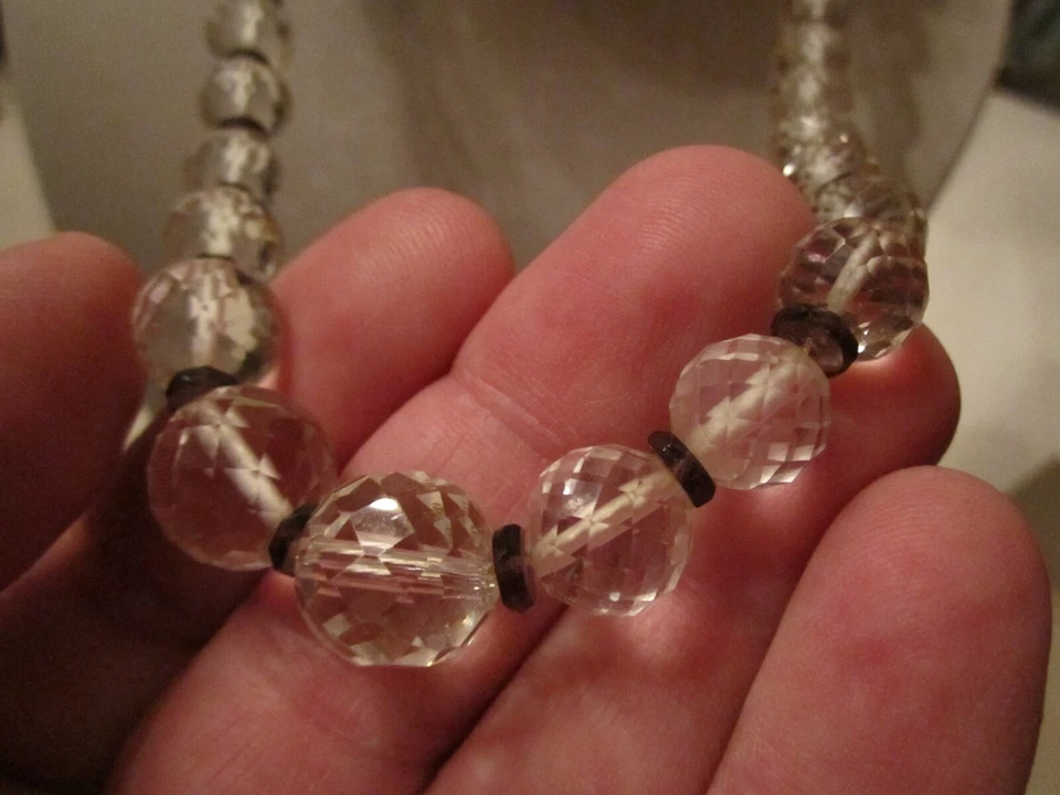 白色蓝宝石面串珠项链 57 克 18 英寸带 10K 金扣 - OFC-14 — 第 3/4 张图片