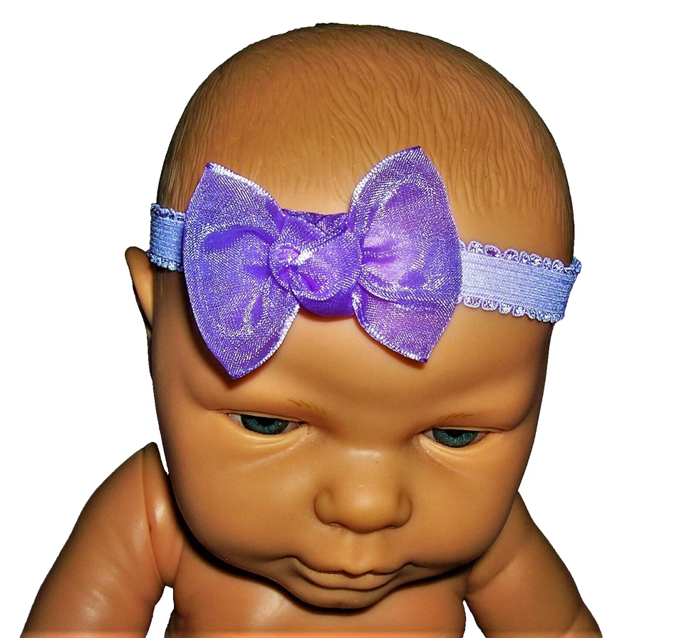 NUEVO❤3 ARCOS ENVOLVENTES PARA LA CABEZA DE FIESTA❤ PREMATURO HASTA 3M ❤BEBÉ NIÑA❤ROSA❤AMARILLO❤PÚRPURA Foto 4 de 4