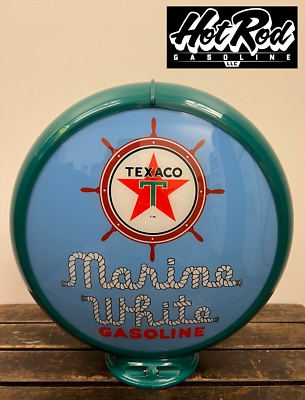#ad TEXACO MARINE GASOLINE Blue Reproduction 13.5quot; Gas Pump Globe Green Body $175.00
