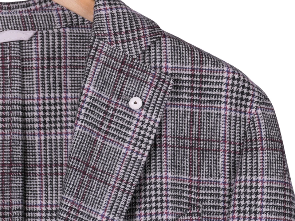 Blazer Jack LBM 1911 Luigi Bianchi Gris Cuadros Franela Lana SIN FORRO G2U Foto 3 de 4