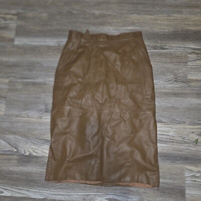 ECHTES LEDER SIZE 38 (EU) Brown GEUNUANE LEATHER KNEE LENGTH SKIRT POCKETS 