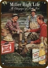 1965 Men Fly Fish & Drink MILLER BEER Vintage-Look DECORATIVE REPLICA METAL SIGN