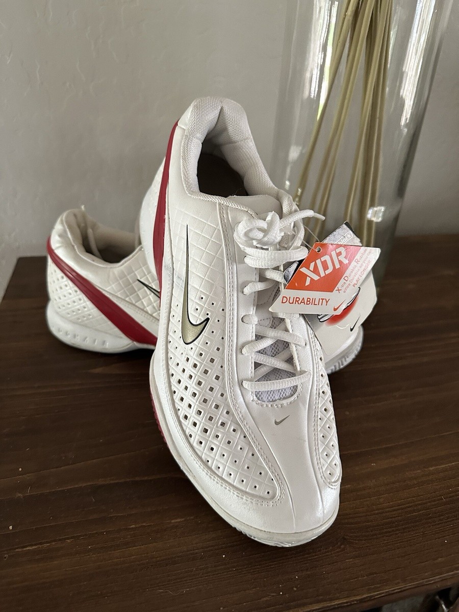 NWOB Nike Zoom Air XDR Heat Block Tennis Shoes Pearl White W/Red