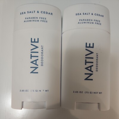 Native Deodorant Salt & Cedar Aluminum & Paraben Free x2