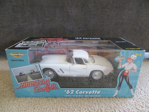 AMERICAN MUSCLE 1/18 SCALE 1962 CORVETTE AMERICAN GRAFFITI DIECAST- ERTL WHITE