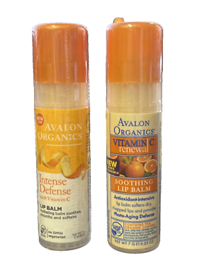 avalon organics vitamin c soothing lip balm Avalon Organics Intense Defense/Soothing w/Vitamin C Lip Balm 0.25 oz. (2X)  NOS