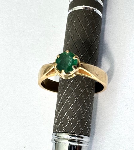 Bague En Or 18 Carats Avec Pierre Verte – Taille 57 – Bijou D'occasion élégant