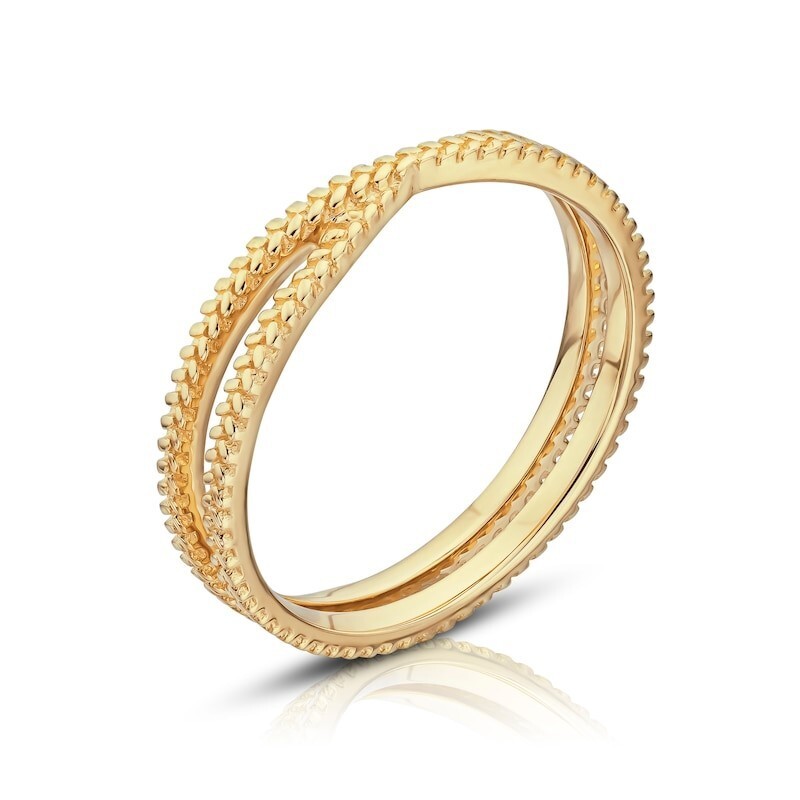 9ct Yellow Gold Leaf Design Double Thumb Ring, Sizes P-V, UK Hallmarked 375