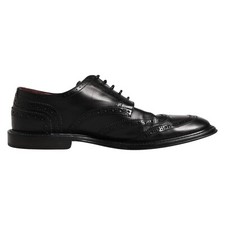 DOLCE & GABBANA Shoes Black Leather Derby Wingtip Formal Men EU44 / US11 1200usd