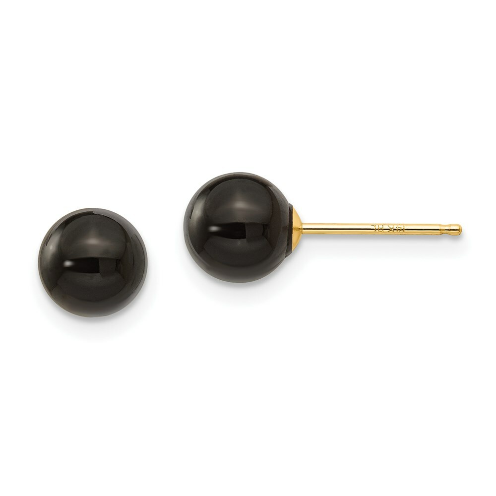 Серьги Madi K Kids из желтого золота 14 карат с шариком из черного оникса 6 мм 20690₽