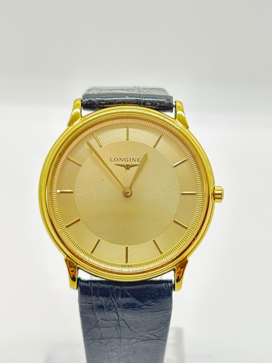 Near MINT] Longines L4.676.2 34mm Gold Dial Quartz Men's Watch