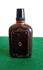 Antike Flachmann Flasche Leder mit Gold muste...