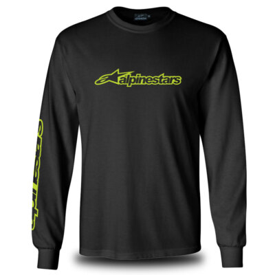 Genuine Alpinestars Motocross Motorcycle Superbike Black Long Sleeve Tee  T-Shirt