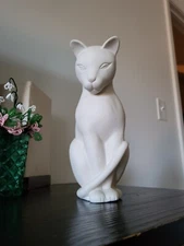 Vintage Crowning Touch Bisque CAT Statue 80s Art Deco
