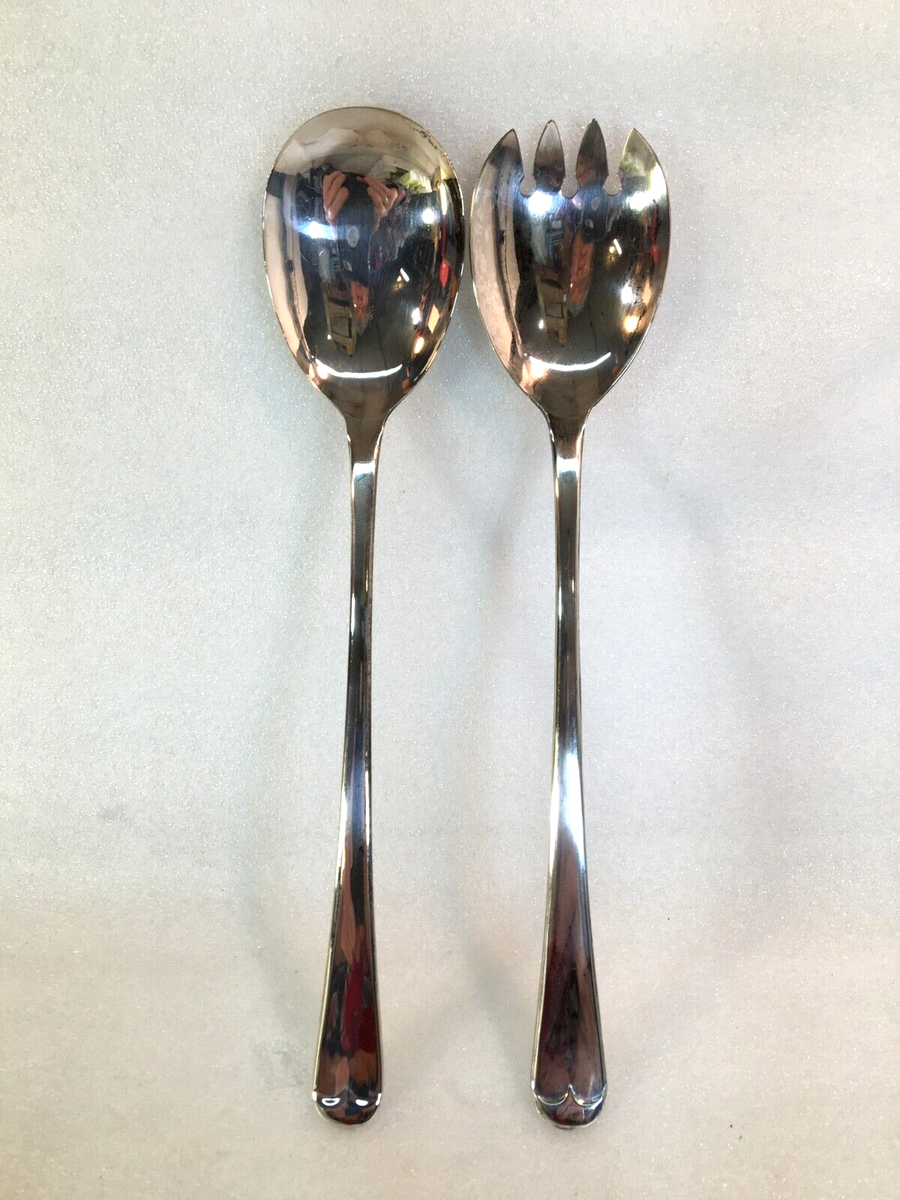 Vintage EPNS Silver Plate Spoon & Fork Salad Set Made in England