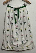 Vtg Cottagecore Grandma Garden All Over Embroidered Potted Flowers Spring Skirt