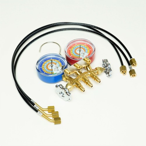 Brass Charging Manifold with 24" Hoses R600a R290 R134a HVAC