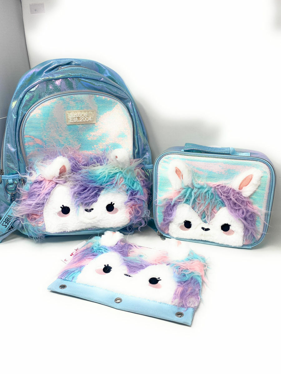 altamonte mall justice unicorn lunch box with mini backpack Kasqo Dual Compartment Bag for Girls, 7.5L Large Lunch Box, up of adorable chaos Justice Unicorn Girl's Backpack and